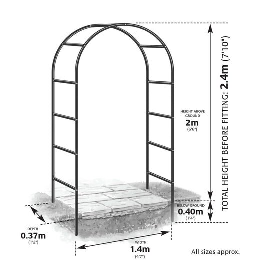 2.4M Garden Arch Trellis for Climbing Plants