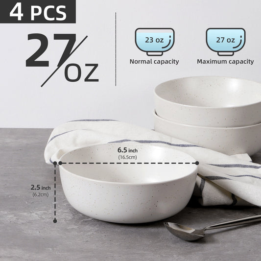 27oz Ceramic Bowls Set of 4, Dishwasher, Microwave & Oven Safe